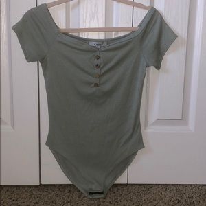 gaze light olive short sleeve bodysuit
